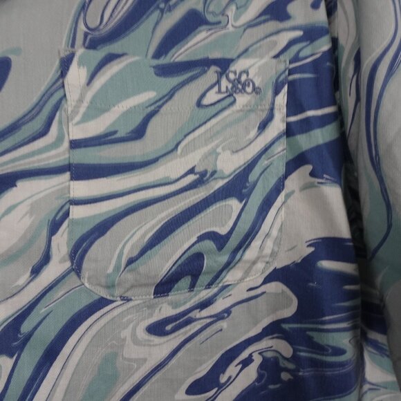 Levi's Cubano Button Front Shirt Men's Size L Blue Marble Print Camp Shirt - Picture 5 of 10